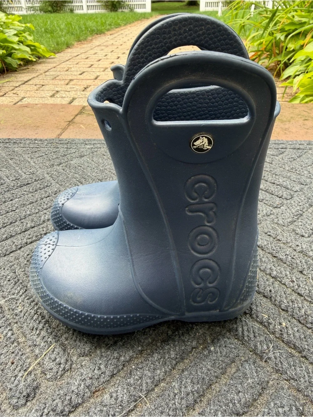 CROCS Toddler C9 Navy Rain Boots with Easy Hand Loops